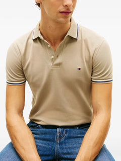 striped trim polo shirt
