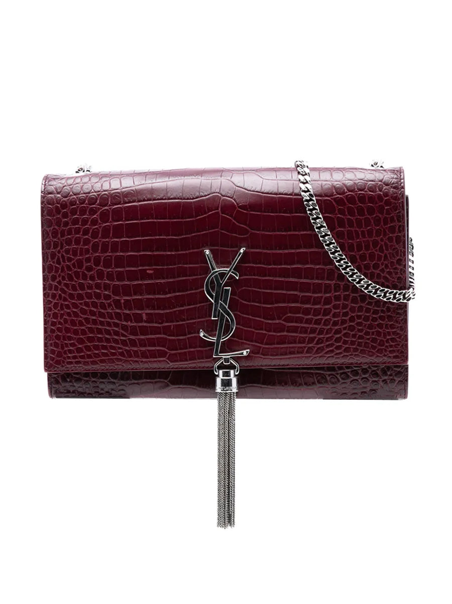 2016 Medium Croc Embossed Leather Monogram Kate Tassel crossbody bag