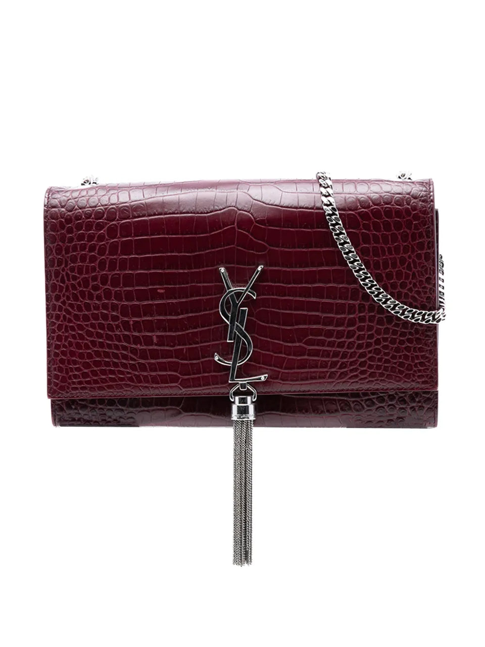 2016 Medium Croc Embossed Leather Monogram Kate Tassel crossbody bag