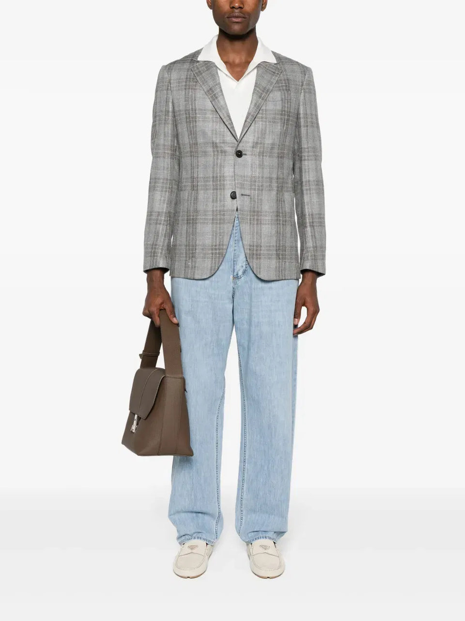 checked single-breasted blazer
