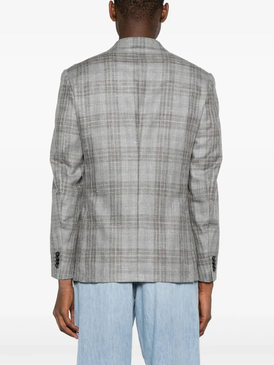 checked single-breasted blazer