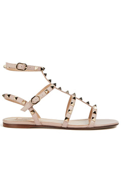 Valentino Garavani Rockstud Leather Sandals Neutral Women's
