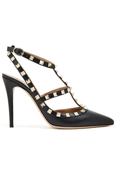 Valentino Garavani Rockstud Pebbled-Leather Pumps Black Women's