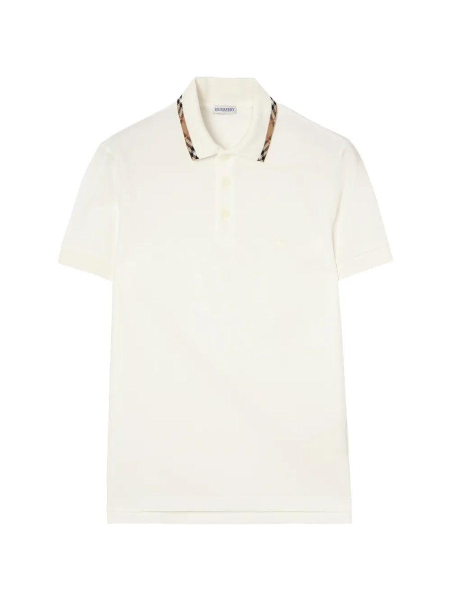 Check-trim cotton polo shirt