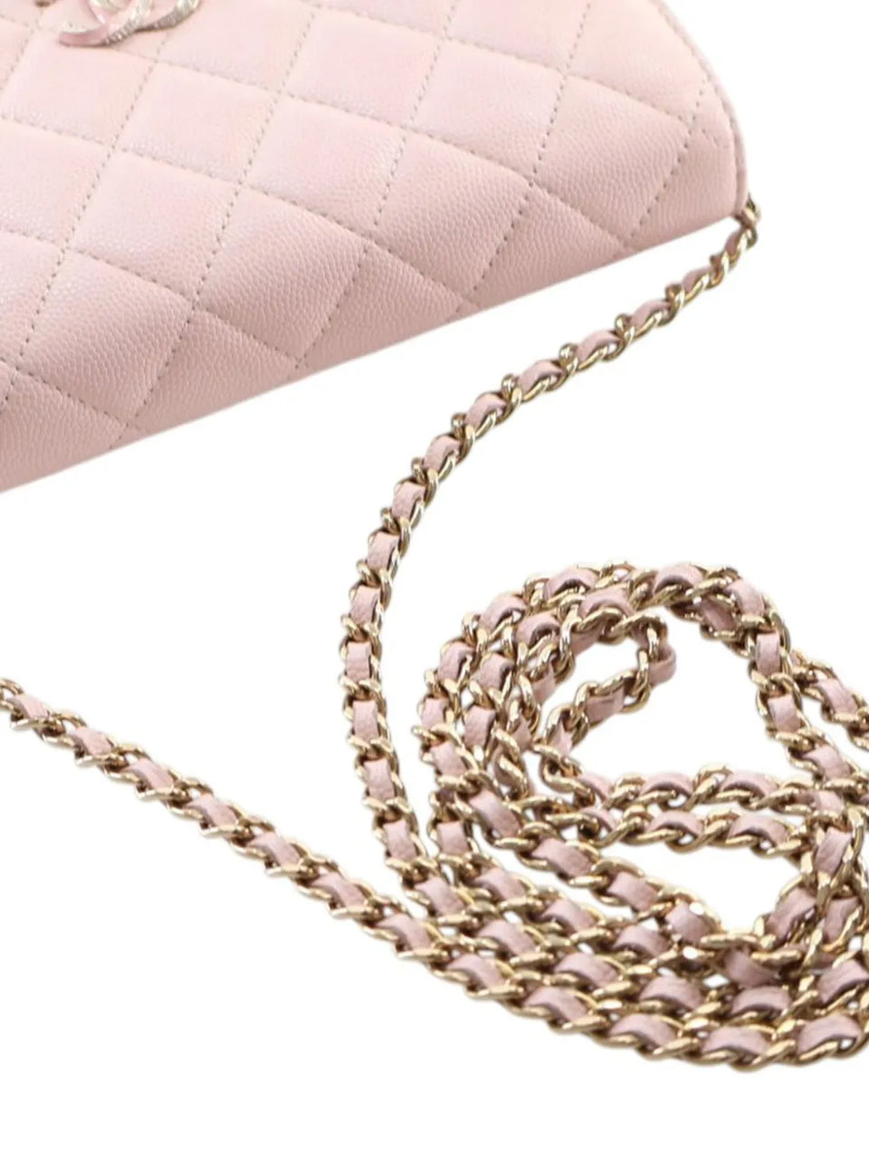 2021-2026 Quilted Caviar Crystal Enamel CC Wallet On Chain crossbody bag