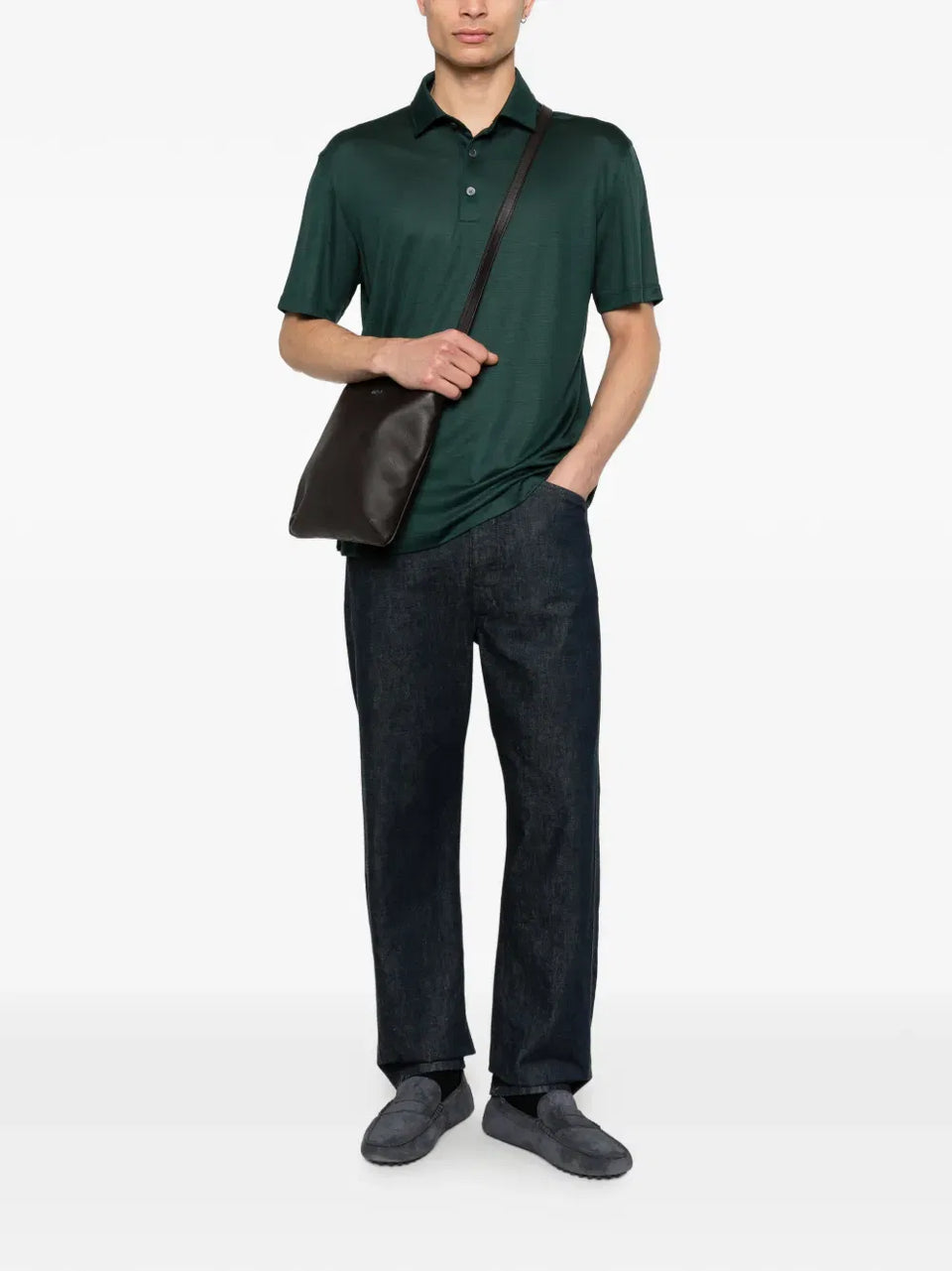 buttoned wool polo shirt
