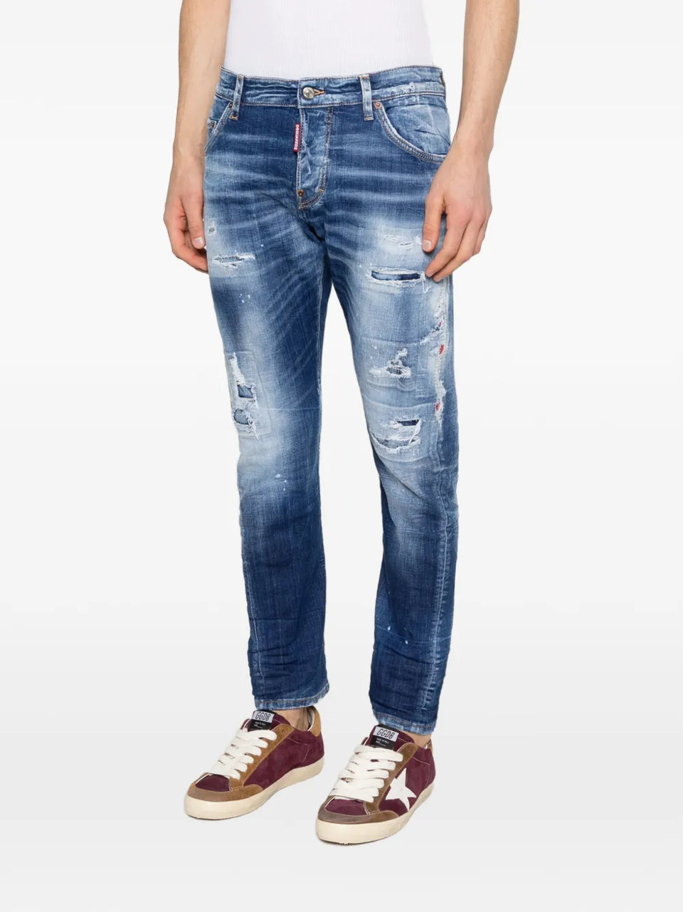 distressed-effect jeans