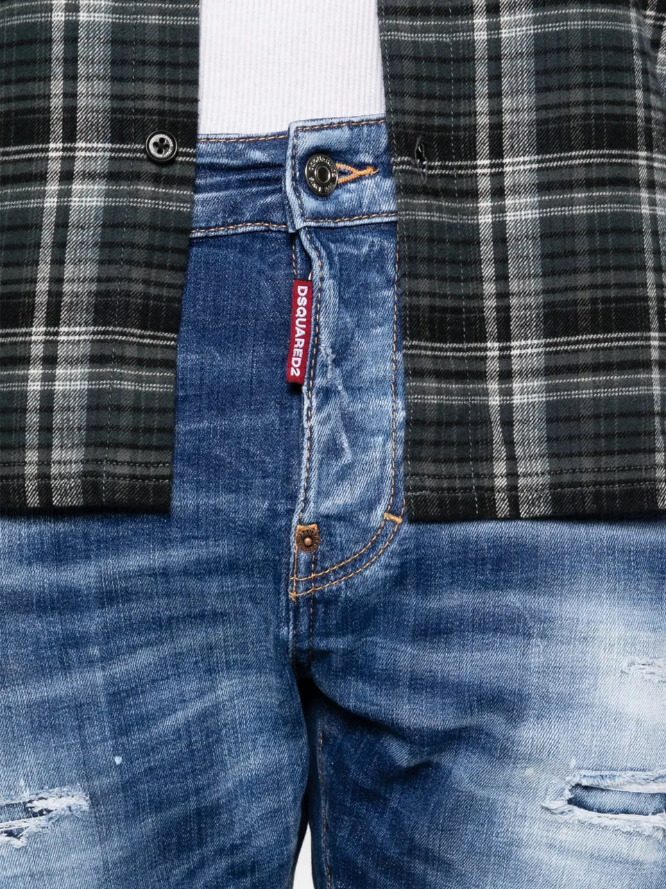 distressed-effect jeans