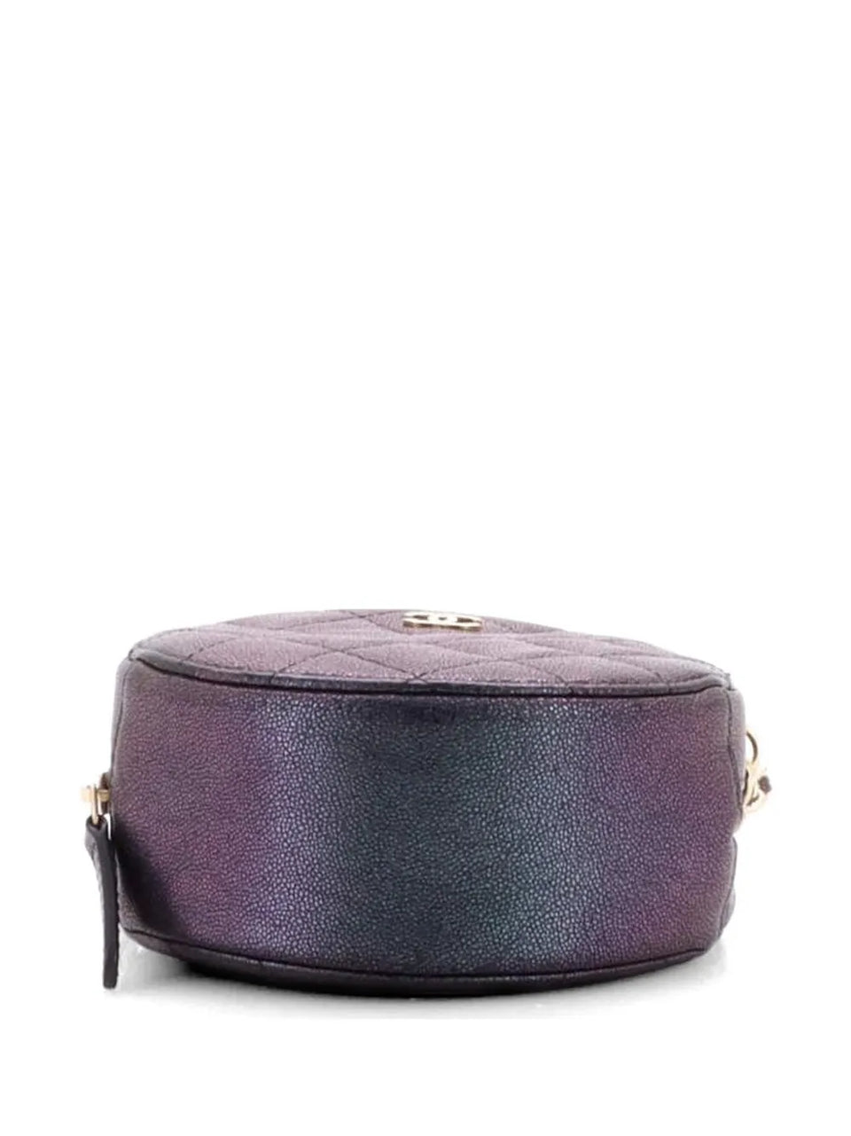Round Clutch with Chain Quilted Iridescent Caviar Mini crossbody bag