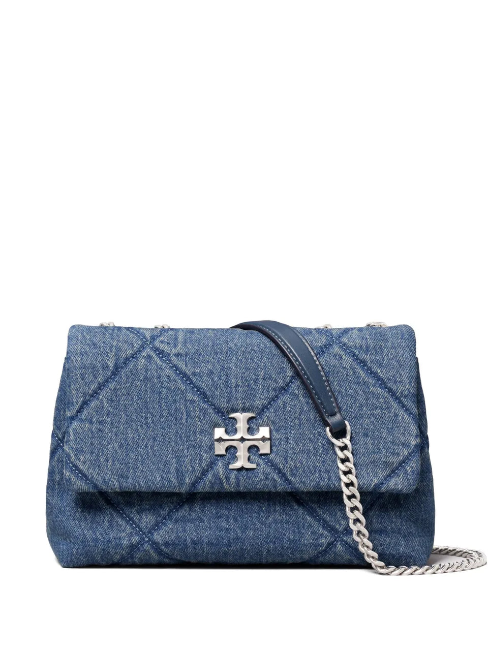 small Kira diamond quilted denim shoulder bag