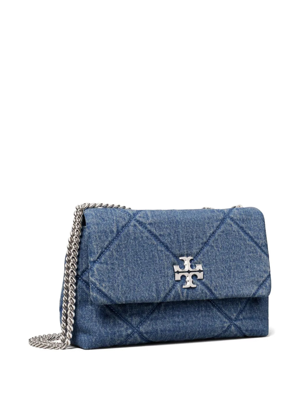 small Kira diamond quilted denim shoulder bag