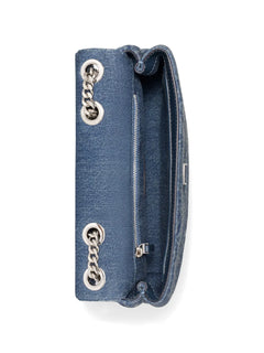 small Kira diamond quilted denim shoulder bag