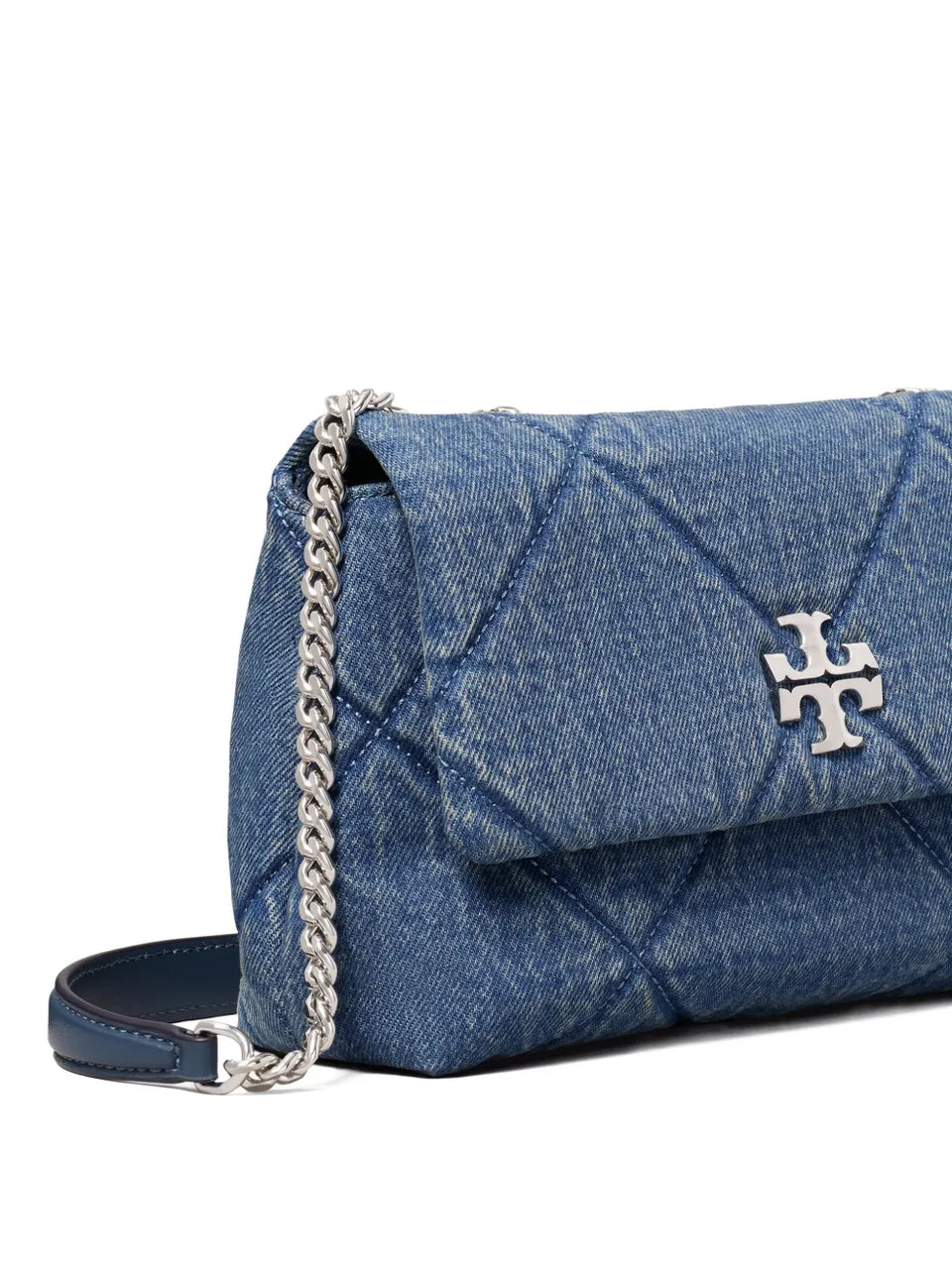 small Kira diamond quilted denim shoulder bag