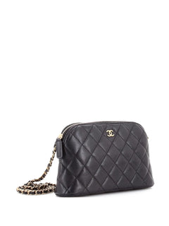 CC Dome Zip Clutch with Chain Quilted Caviar Small shoulder bag