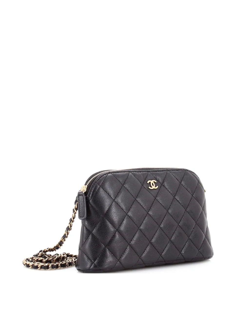 CC Dome Zip Clutch with Chain Quilted Caviar Small shoulder bag