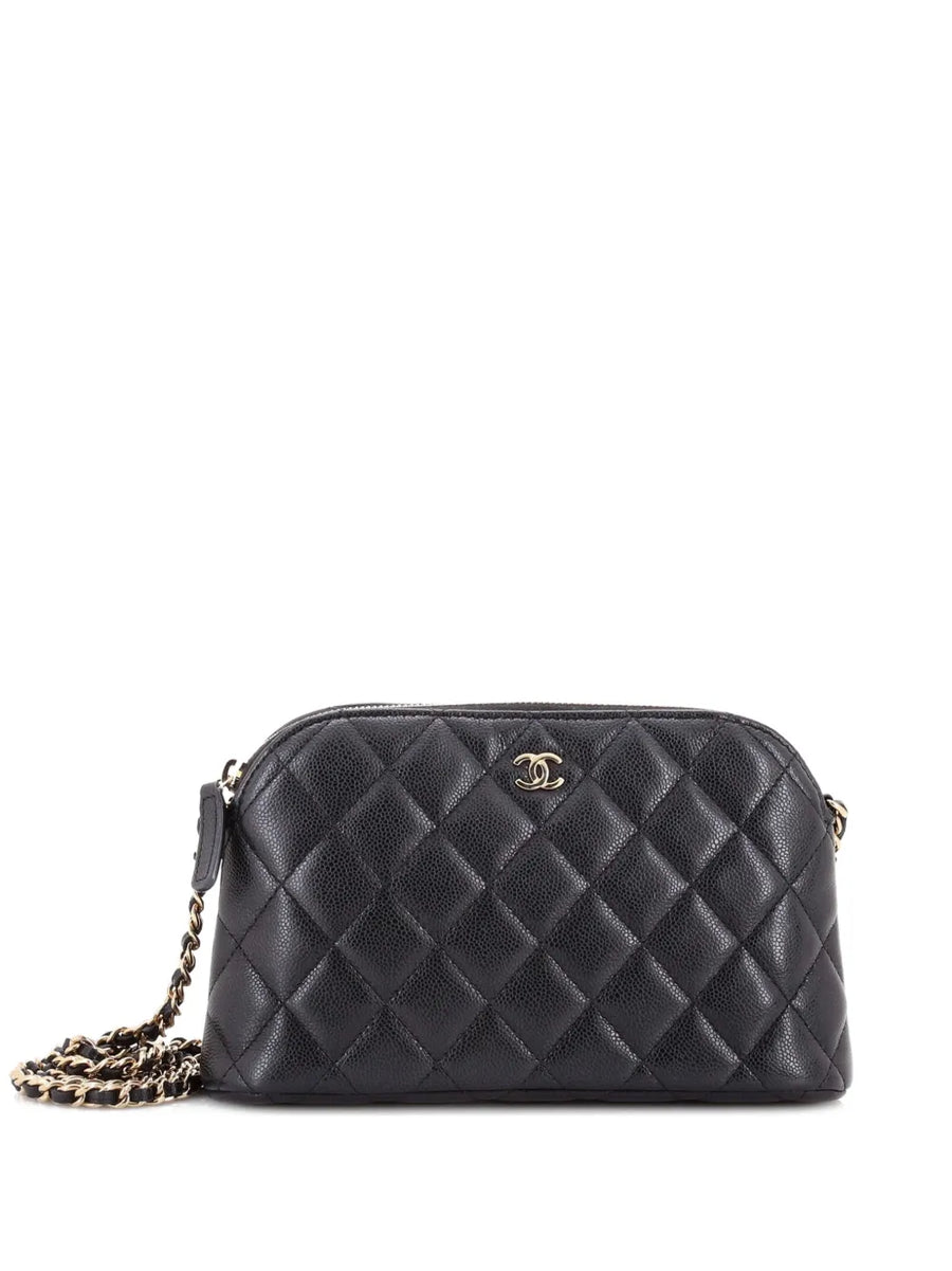 CC Dome Zip Clutch with Chain Quilted Caviar Small shoulder bag
