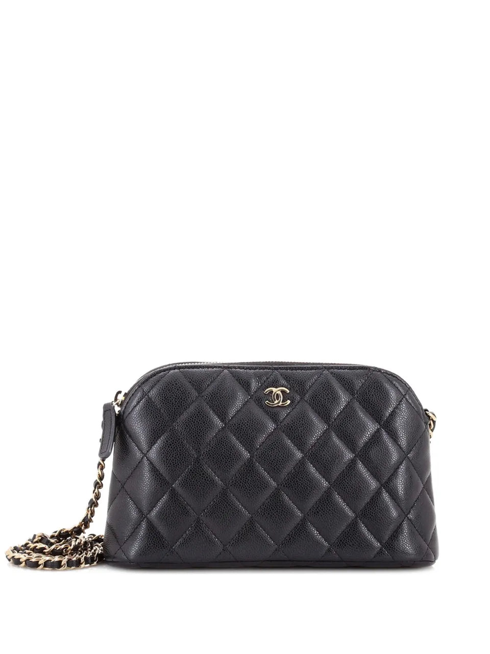CC Dome Zip Clutch with Chain Quilted Caviar Small shoulder bag
