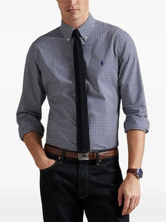 gingham long-sleeved shirt