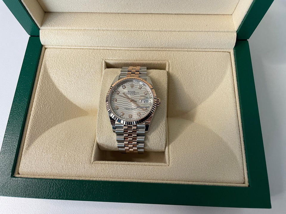 Rolex | Datejust | Oyster 36mm Stainless Steel & Rose Gold Watch Silver Fluted | Gold/Steel | 36 x 44 mm | Gold/Steel | Silver | Automatic