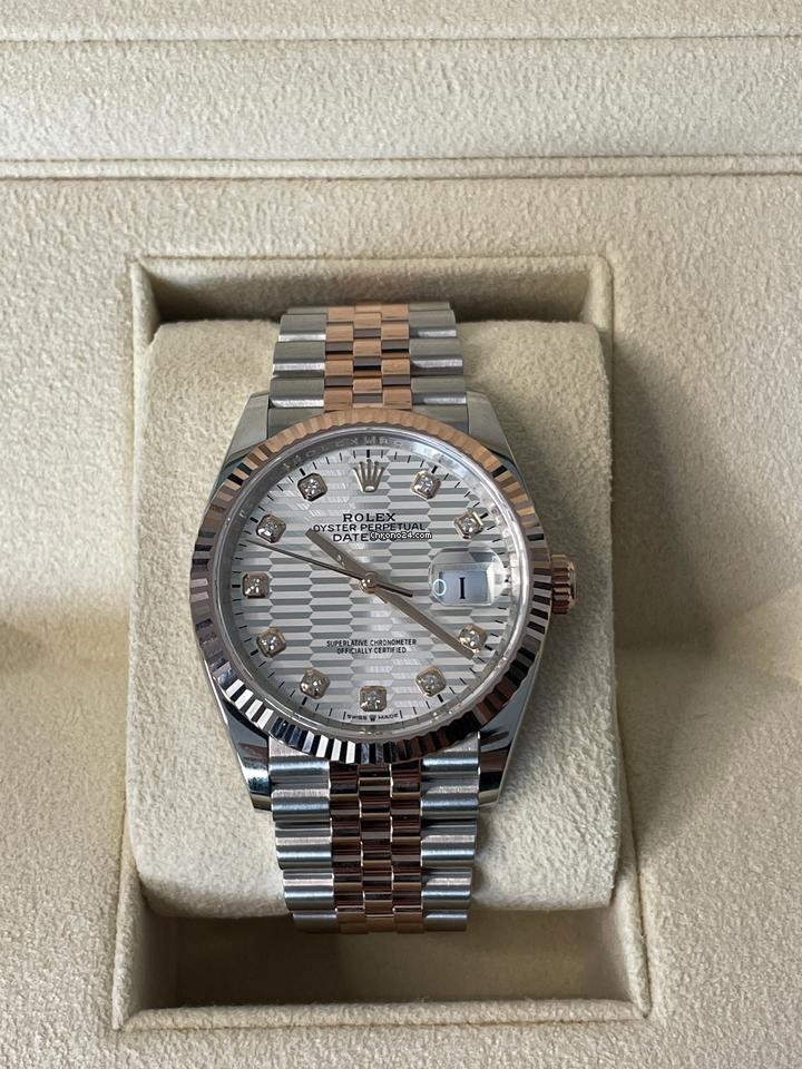Rolex | Datejust | Oyster 36mm Stainless Steel & Rose Gold Watch Silver Fluted | Gold/Steel | 36 x 44 mm | Gold/Steel | Silver | Automatic