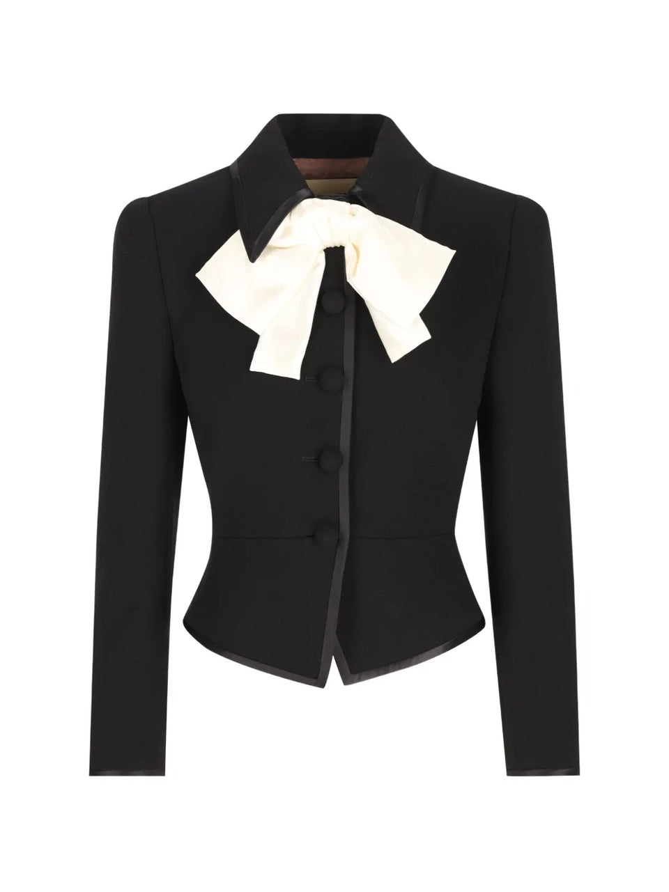 bow-embellishment button-fastening wool jacket