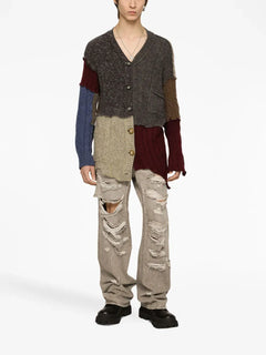 patchwork distressed cardigan