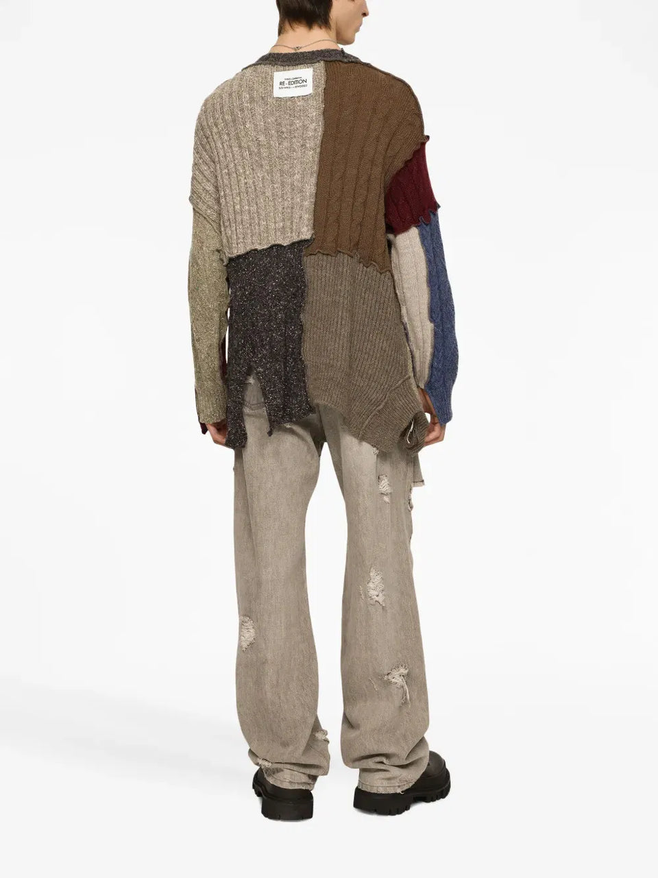 patchwork distressed cardigan