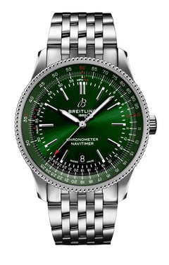 Breitling Navitimer Automatic 41mm Green Dial Mens Steel Watch NEW UNWORN