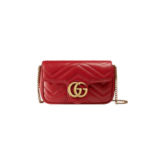 Gucci GG Marmont Matelass� Leather Super Mini Bag Hibiscus Red