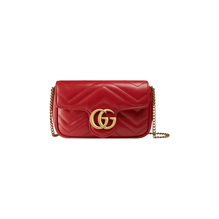 Gucci GG Marmont Matelass� Leather Super Mini Bag Hibiscus Red
