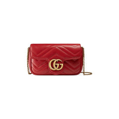 Gucci GG Marmont Matelass� Leather Super Mini Bag Hibiscus Red