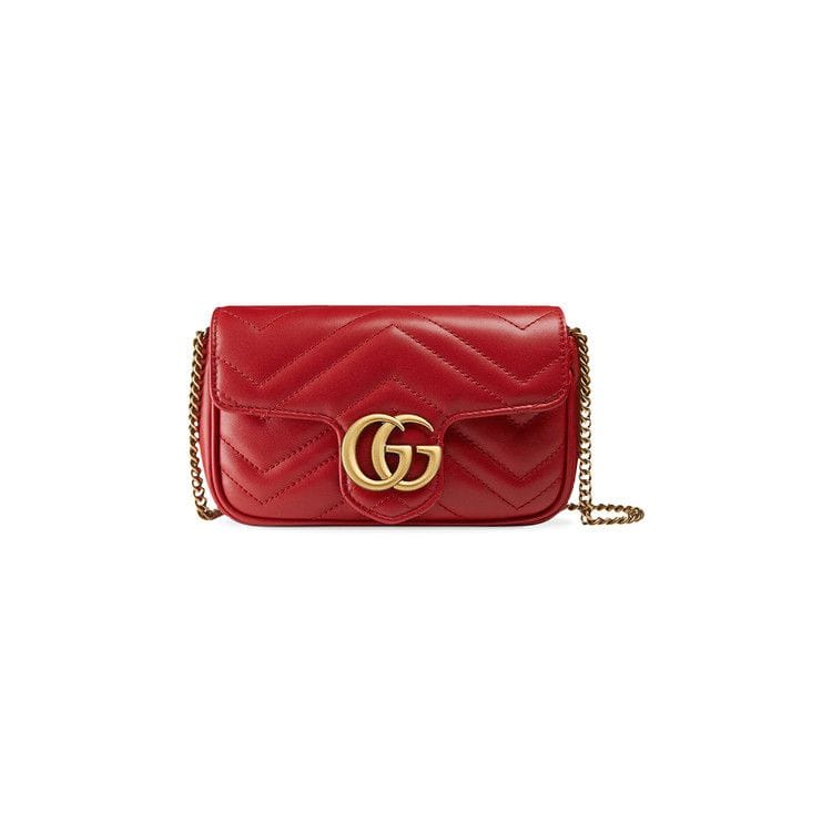 Gucci GG Marmont Matelass� Leather Super Mini Bag Hibiscus Red