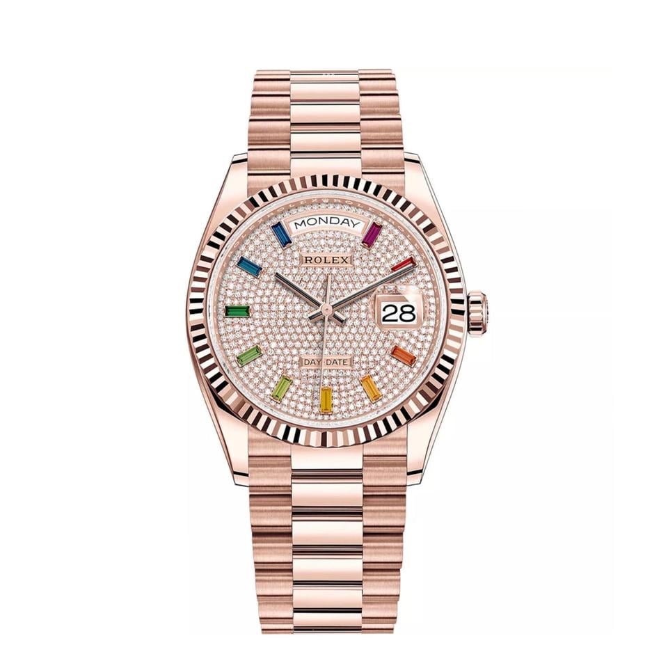 Rolex | Day-Date | 128235 | Rose gold | 36 x 43 mm | Rose gold | Skeletonized | Automatic