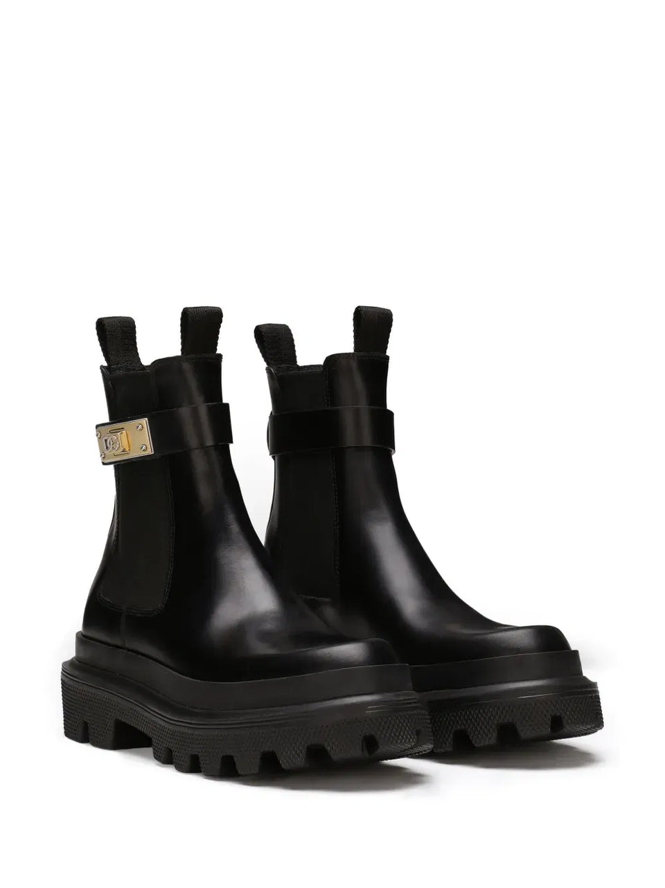 branded-strap leather Chelsea boots