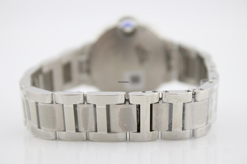 Cartier Ballon Bleu 33mm Stainless Steel Diamond Encrusted Watch WSBB0044