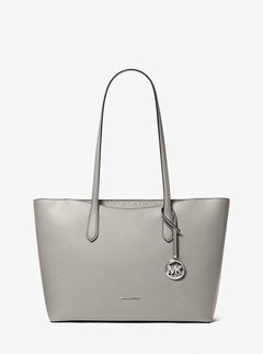 Michael Kors Arden Large Top-Zip Tote Bag Pearl Grey