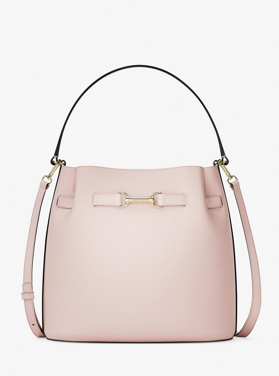 Michael Kors Carson Medium Pebbled Leather Convertible Bucket Crossbody Bag Powder Blush