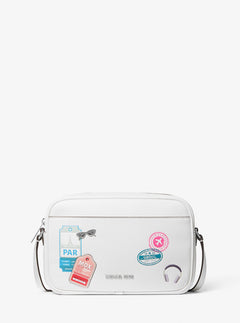 Michael Kors Jet Set Large Embellished Camera Crossbody Bag Optic White