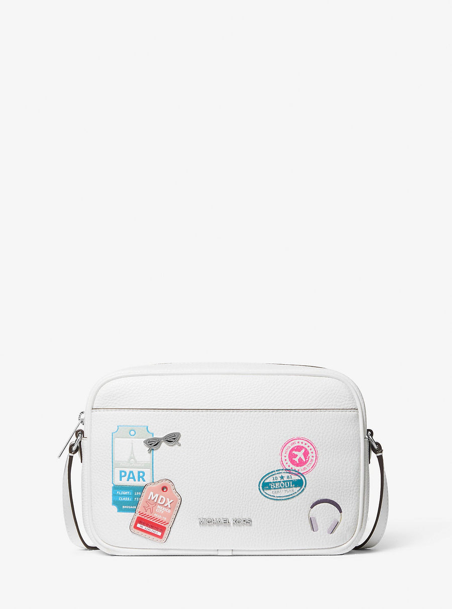 Michael Kors Jet Set Large Embellished Camera Crossbody Bag Optic White