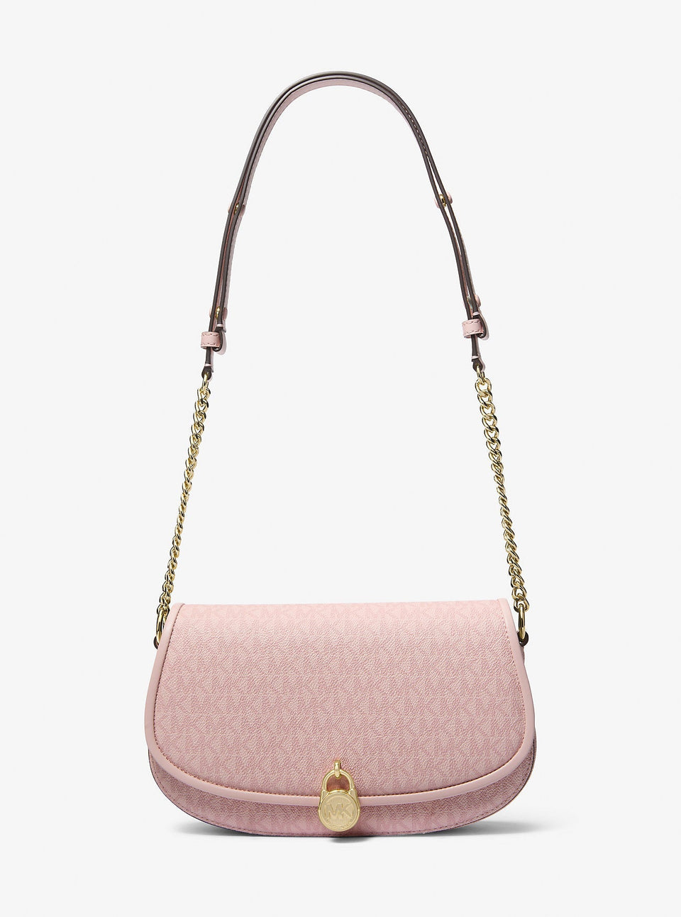 Michael Kors Mila Medium Signature Logo Messenger Bag Powder Blush