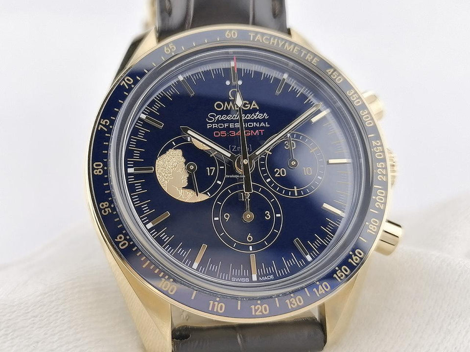 Omega Speedmaster Professional Moonwatch Apollo XVII Limited Edition Handaufzug Gelbgold 42mm Keramik-Zifferblatt braunes Lederband 311.63.42.30.03.001 Full Set mit Garantie Occasion Neu
