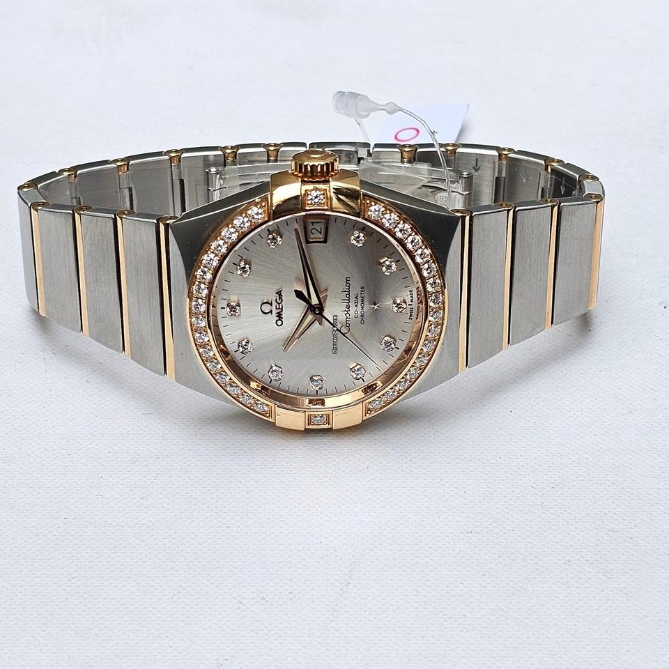 Omega Constellation Men38 MM - Silver Diamond Dial - Box & Papers 2024 - Factory Bezel - Rose Gold