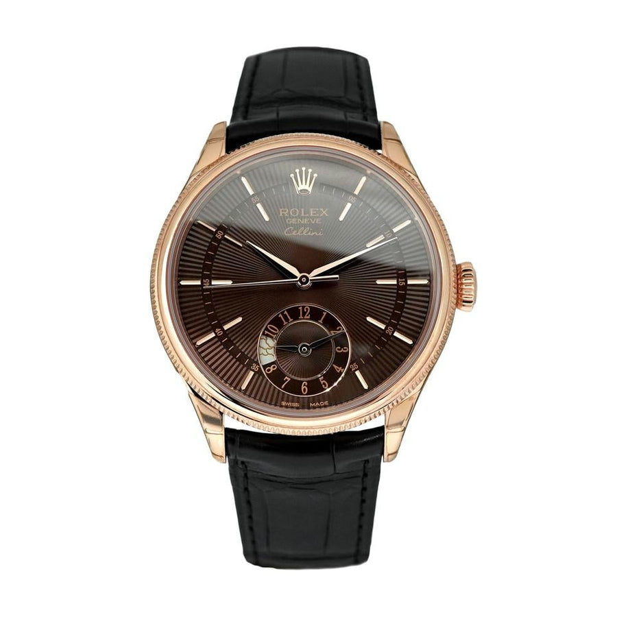 Rolex | Cellini | 50525 | Rose gold | 39 mm | Calf skin | Brown | Automatic