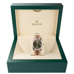 Rolex | Day-Date | 228345RBR | Rose gold | 40 mm | Rose gold | Green | Automatic