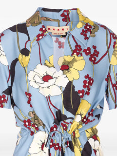 floral shirt midi dress