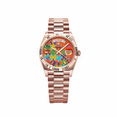 Rolex | Day-Date | 128235 | Rose gold | 36 mm | Rose gold | Orange | Automatic