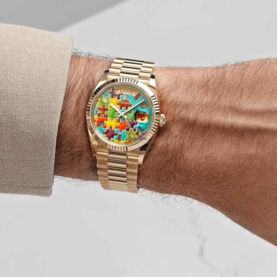 Rolex | Day-Date | 128238 | Yellow gold | 36 mm | Yellow gold | Turquoise | Automatic
