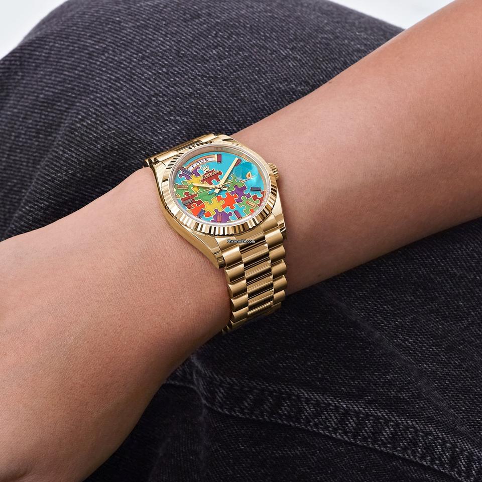 Rolex | Day-Date | 128238 | Yellow gold | 36 mm | Yellow gold | Turquoise | Automatic