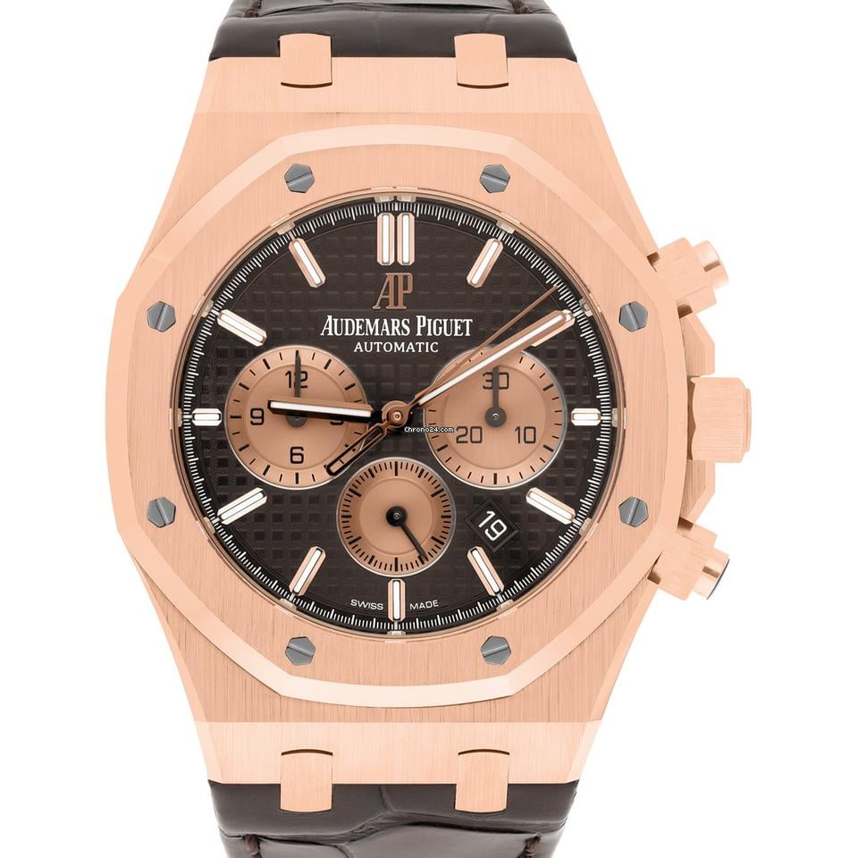 Audemars Piguet Royal Oak Chronograph26331 OR.OO.D821 CR.01 Chocolate Dial Brown Leather Rose Gold Watch