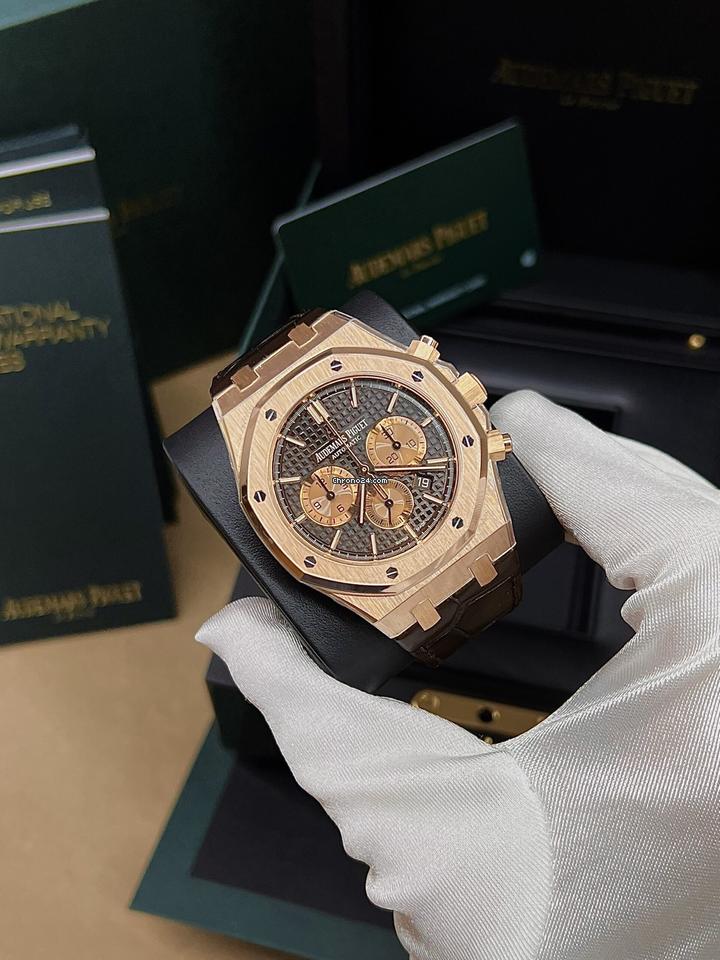 Audemars Piguet Royal Oak Chronograph26331 OR.OO.D821 CR.01 Chocolate Dial Brown Leather Rose Gold Watch